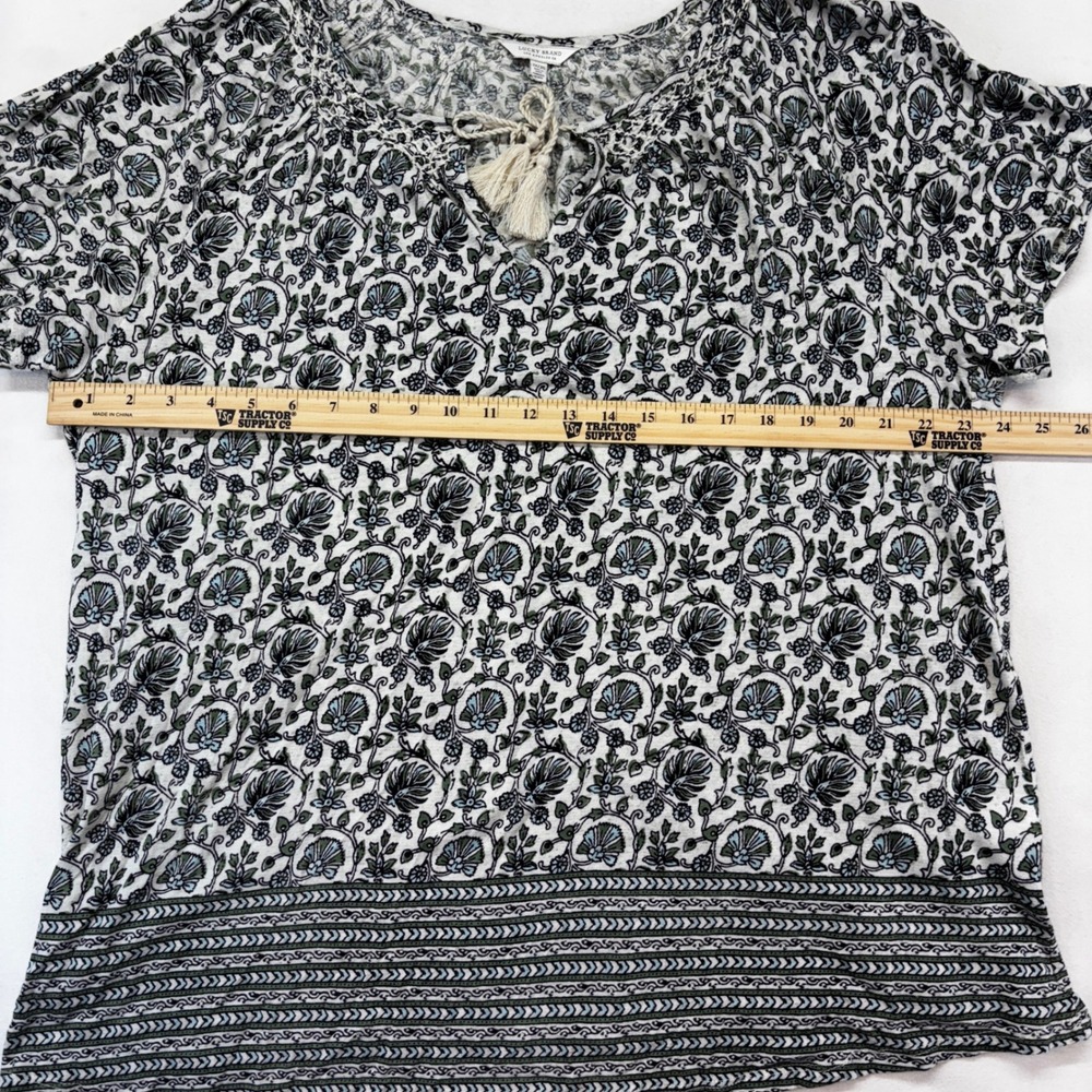Lucky Brand Blouse Bundle Women 2X Blue Black Floral Boho Peasant Tops Lot 2pc - Picture 7 of 12